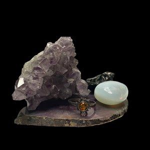 Sterling Silver & Amber Sun Ring